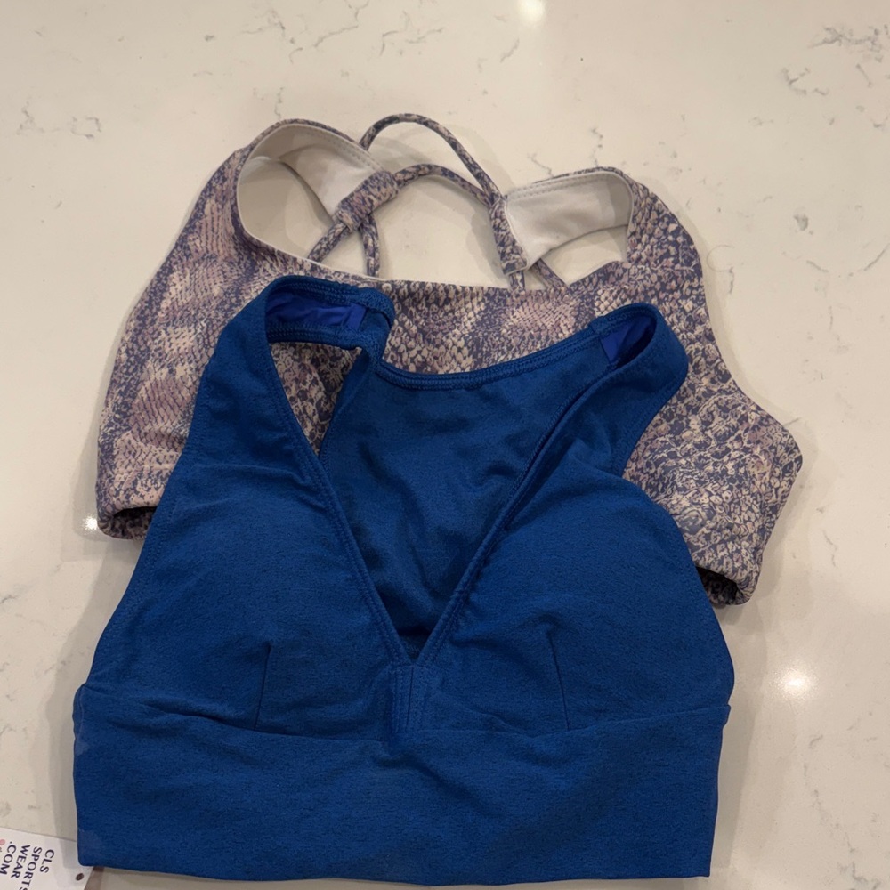 Blue and Patterned Women's Sports Bras